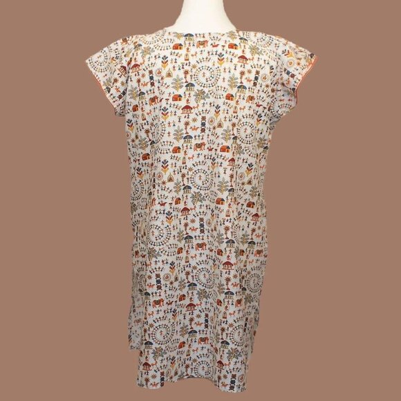 White Printed Cotton Kurta for Everyday Wear | Muvvas Boutique - Picture 6 of 9